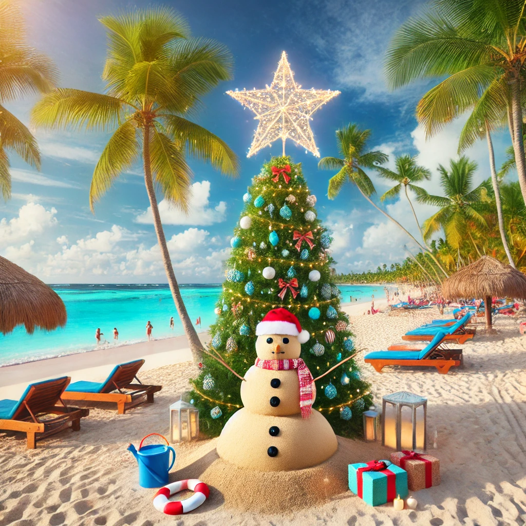 Punta Cana christmas tree on a beach